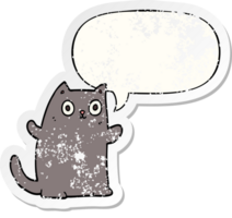 cartoon cat with speech bubble distressed distressed old sticker png