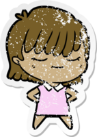 distressed sticker of a cartoon woman png