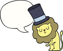 cute cartoon lion wearing top hat with speech bubble png