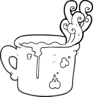 drawn black and white cartoon old coffee cup png