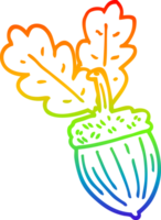 rainbow gradient line drawing of a cartoon acorn png