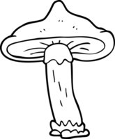 drawn black and white cartoon mushroom png