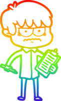 arcobaleno pendenza linea disegno di un' infastidito cartone animato ragazzo png