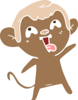 macaco de desenho animado de estilo de cor plana louco png