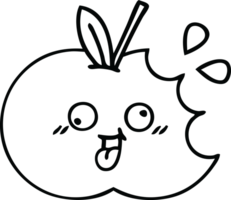 line drawing cartoon of a red apple png