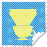 coffee filter cup square peeling sticker png