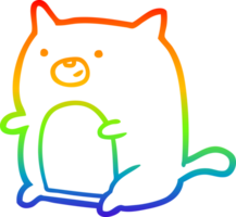 rainbow gradient line drawing of a Cartoon cat png