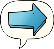 cartoon arrow with speech bubble in smooth gradient style png