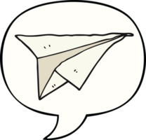 tekenfilm papier vliegtuig met toespraak bubbel png