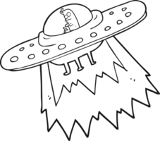 drawn black and white cartoon ufo png