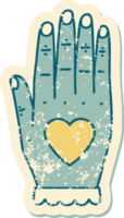 iconic distressed sticker tattoo style image of a hand png