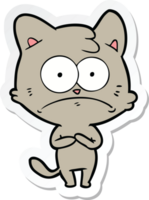 sticker van een cartoon nerveuze kat png