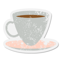 caffè tazza e piattino grunge etichetta png