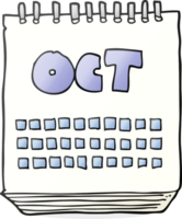 drawn cartoon calendar showing month of october png