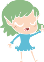 happy flat color style cartoon elf girl png