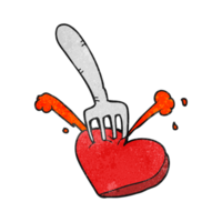 texturerad tecknad serie hjärta knivhuggen förbi gaffel png