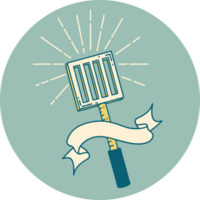 icon of a tattoo style kitchen spatula png