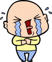 Cartoon weinender Mann mit Glatze png