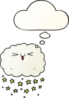 happy cartoon cloud with thought bubble in smooth gradient style png