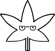 lijn tekening tekenfilm van een marihuana blad png