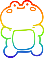 rainbow gradient line drawing of a funny cartoon frog png