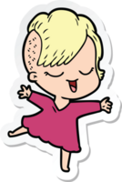 sticker of a happy cartoon girl dancing png