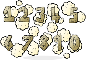 wooden cartoon numbers set png