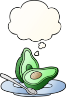 cartone animato avocado con pensato bolla nel liscio pendenza stile png