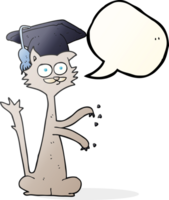 desenhado discurso bolha desenho animado gato coçar com graduação boné png