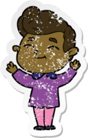 distressed sticker of a happy cartoon man png