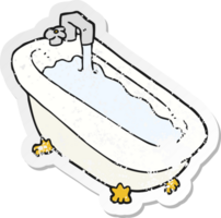 retro distressed sticker of a cartoon bath full of water png