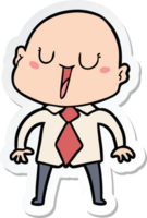 sticker of a happy cartoon bald man png