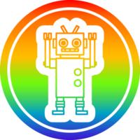 dancing robot circular icon with rainbow gradient finish png