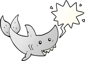 cartoon shark with speech bubble in smooth gradient style png