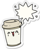 tekenfilm nemen uit koffie met toespraak bubbel sticker png