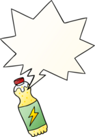 tecknad serie soda flaska med Tal bubbla i slät lutning stil png