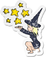retro distressed sticker of a cartoon halloween witch png