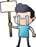 Cartoon-Mann weint mit Schild png