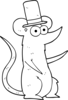 dibujado negro y blanco dibujos animados ratón vistiendo parte superior sombrero png