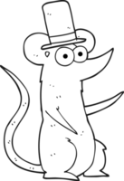 tiré noir et blanc dessin animé Souris portant Haut chapeau png