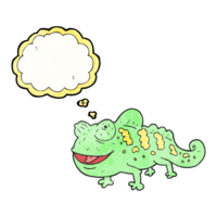 dibujado pensamiento burbuja texturizado dibujos animados camaleón png