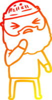 warm gradient line drawing of a cartoon man with beard png