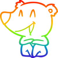 rainbow gradient line drawing of a laughing bear cartoon png