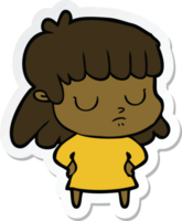 sticker of a cartoon indifferent woman png