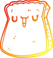 warm gradient line drawing of a cartoon slice of bread png