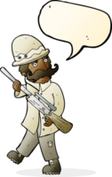 cartoon big game hunter with speech bubble png