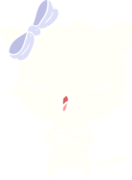 platt färg stil tecknad katt med rosett på huvudet png
