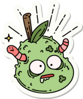 sticker of a tattoo style rotten pear png