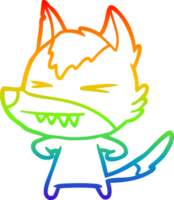 arcobaleno pendenza linea disegno di un' arrabbiato lupo cartone animato png