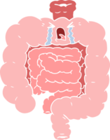 intestinos de desenhos animados de estilo de cor plana chorando png